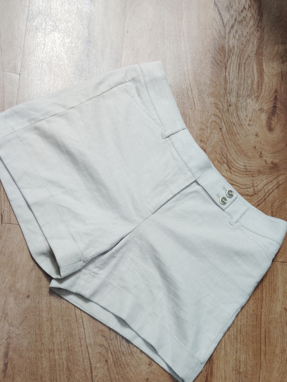 White House Black Market Cream High-Waist Tailored Shorts